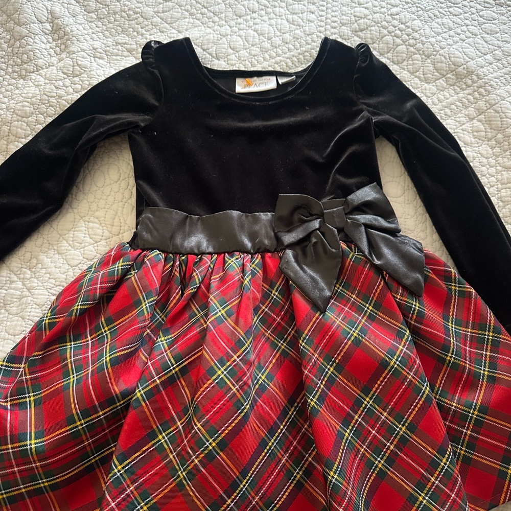 Black Velvet and Red Plaid Dress